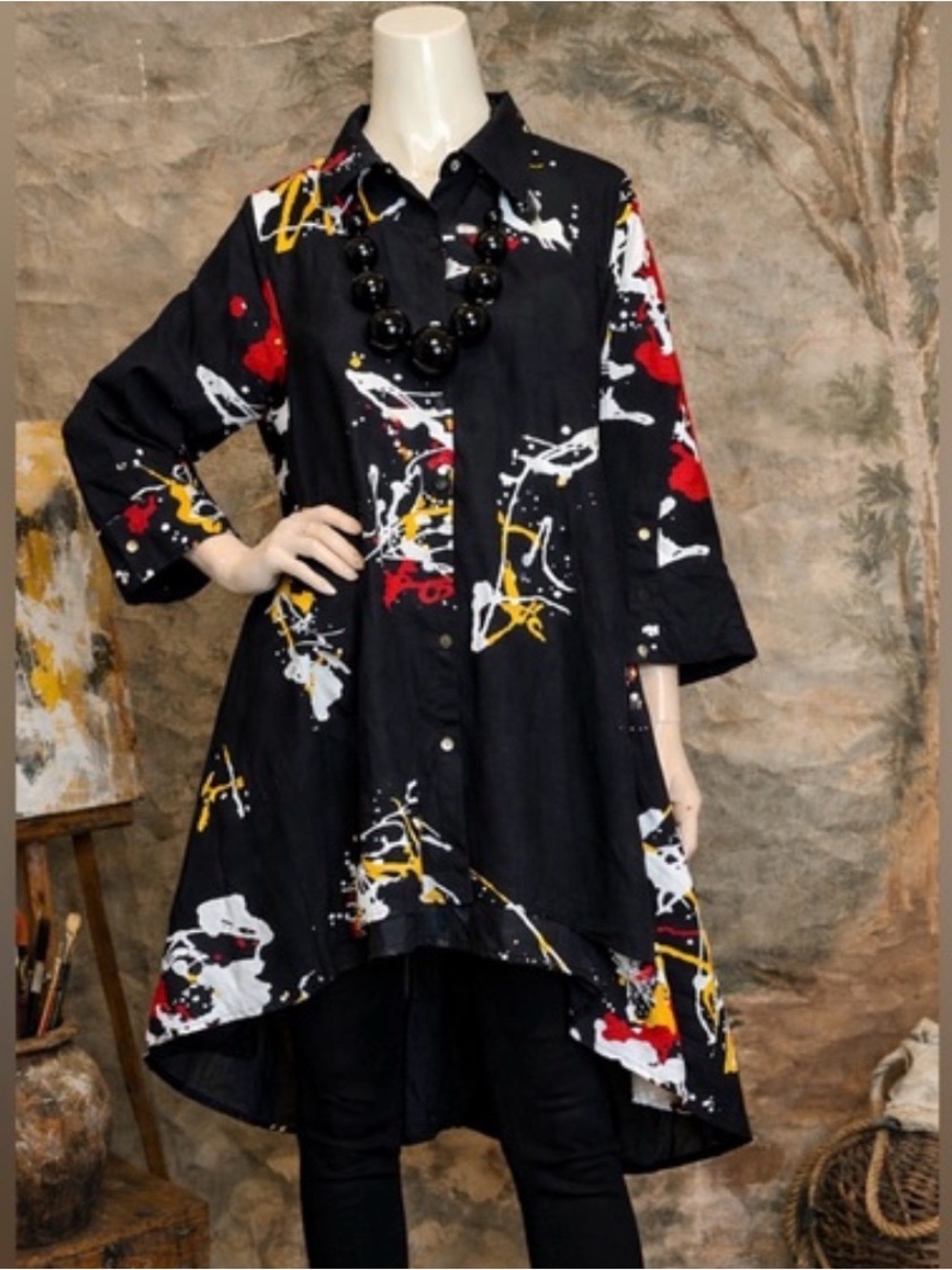 Dilemma Abstract Patterned Dress One Size